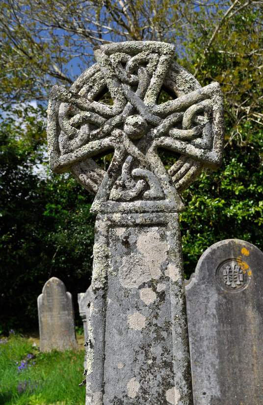 Celtic cross in the churchyard at Blisland