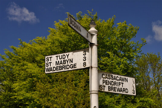 Signpost on Blisland village green