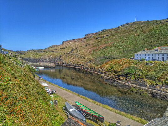 Looking down at Boscastle Harbour