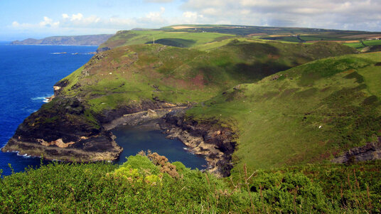 View over Boscastle Harbour from Forrabury Common