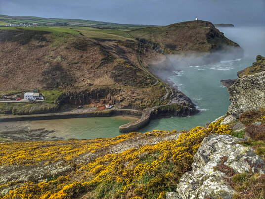 Sea mist over Boscastle Harbour