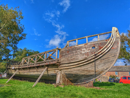 Boat outside the shipwreck museum