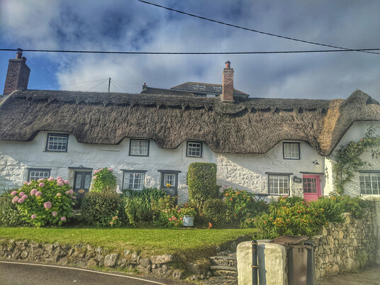 Coverack thatched cottages