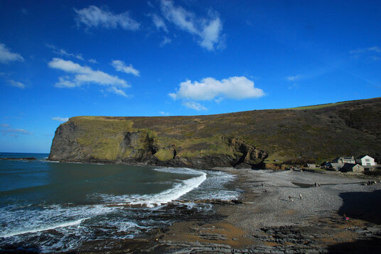 View across Crackington Haven to Pencannow Point