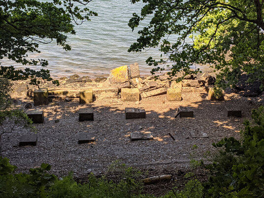 Remains of the fuel depot blocks at Empacombe