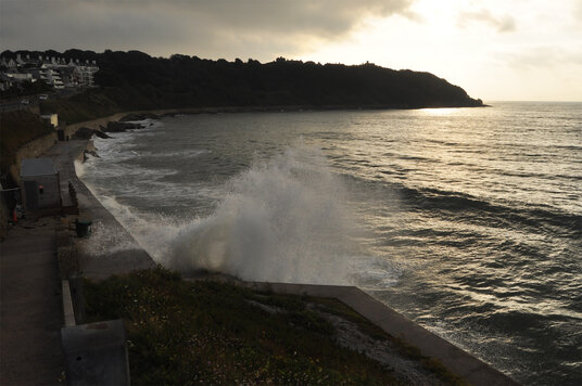 Falmouth sea front in the equinox tides
