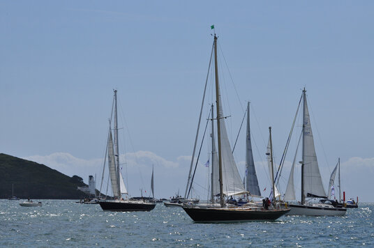 Yachts preparing for a race