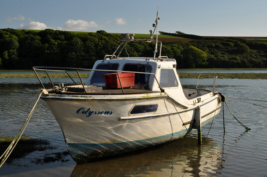 Boat moored on The Gannel