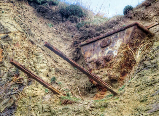 Mine cart at Gwithian Beach