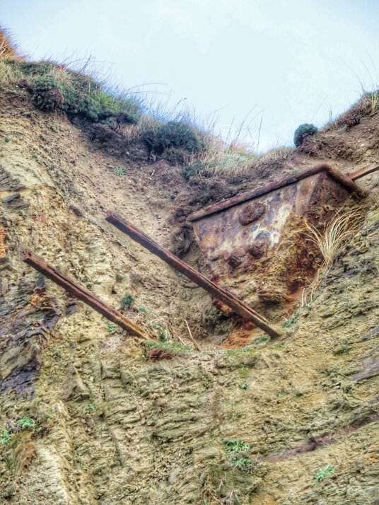Mine Cart in the cliff at Gwithian