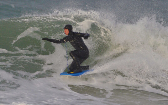 Body boarder at Harlyn