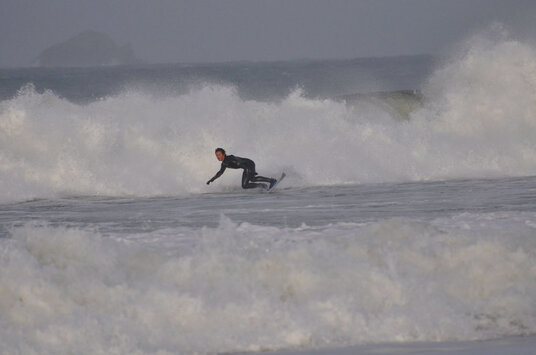 Surfer at Harlyn Bay