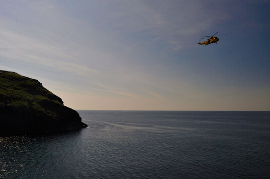 Sea King helicopter off Barras Nose