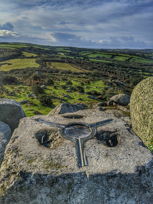 The trig point on top of Helman Tor