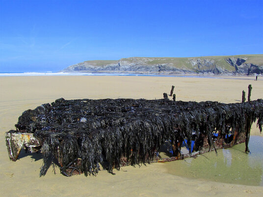 Wreck exposed on a low spring tide