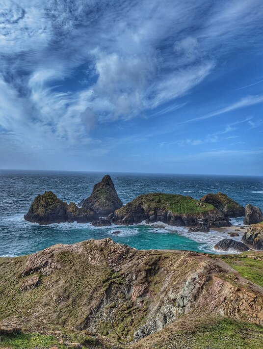 View along the coast to Kynance Cove