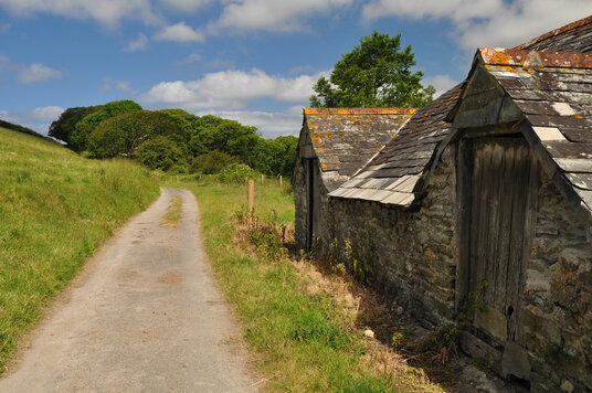 Barns by the track from St Mawgan