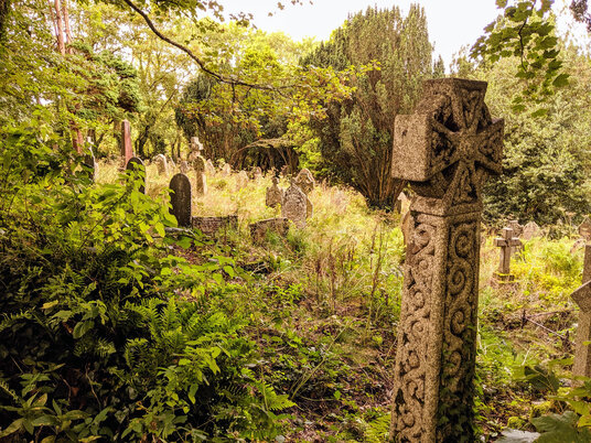 Celtic cross in Lanteglos churchyard