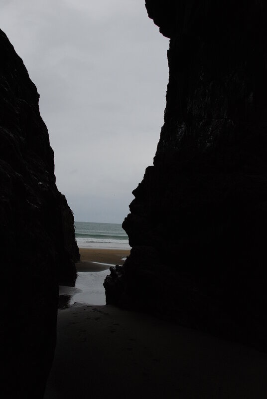 Collapsed sea cave at Lundy Bay