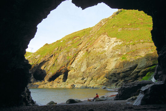 Looking out from Merlin's Cave