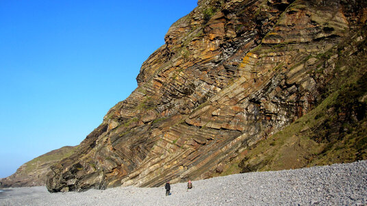 Folded rock strata at Millook Haven