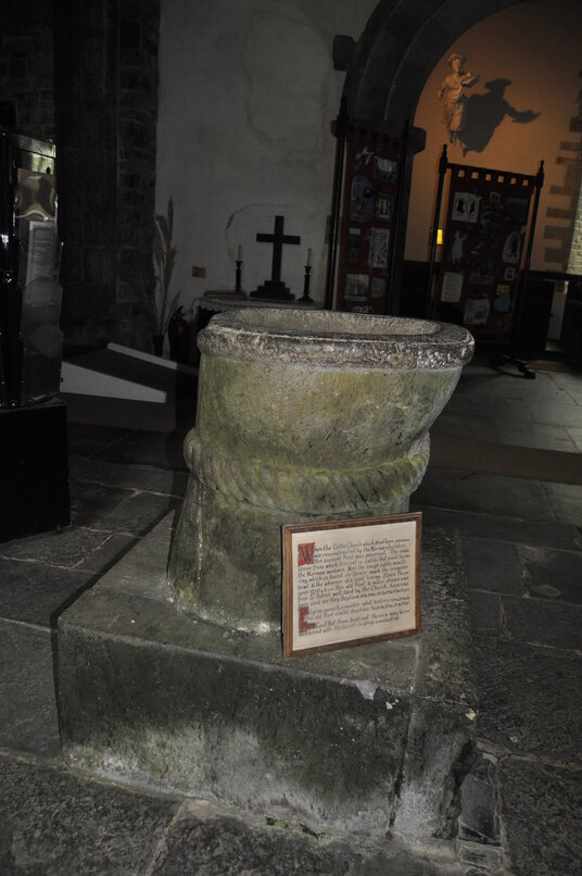 Saxon font in Morwenstow Church