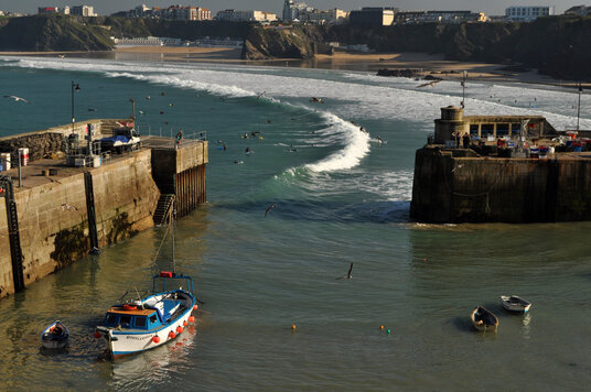 Surfers at Towan Beach