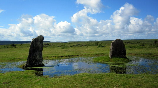 Marsh surrounds the Nine Stones Circle