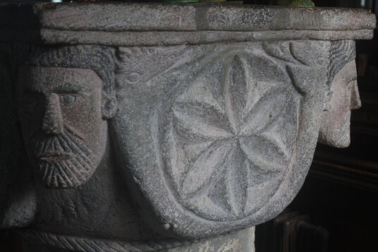 Norman font in St Nonna's church