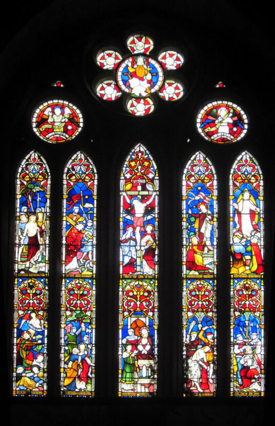 Stained glass in North Hill church