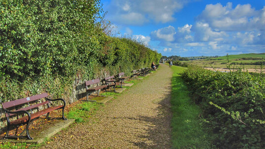 Benches overlooking Chapel Stile Field