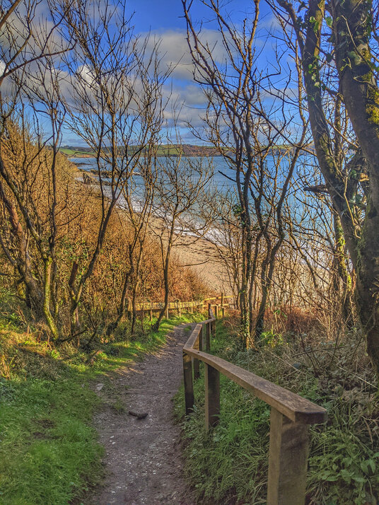 Coast path down to Porthbean Beach