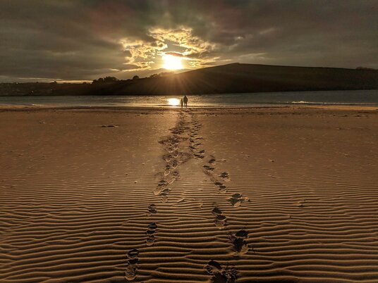 Sun setting at Pentireglaze