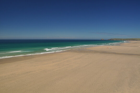 The vast beach at low tide