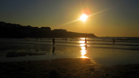 Sun setting at Polzeath