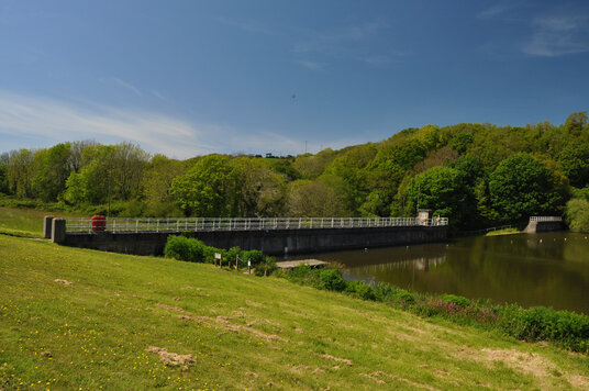 The dam along the reservoir