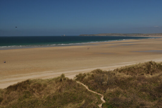 View across Porth Kidney sands