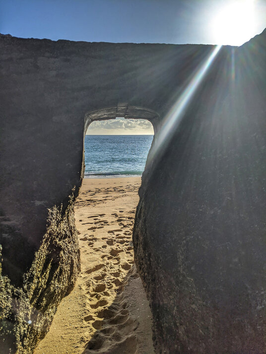 Archway on Porthcurno beach