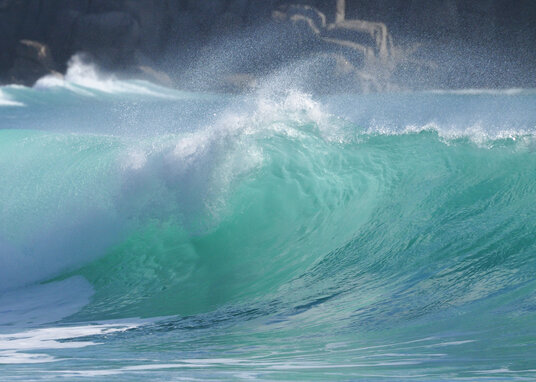 Breaking waves at Porthcurno