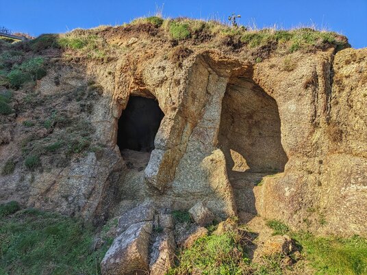 The hollowed-out cliff at Porthgwarra