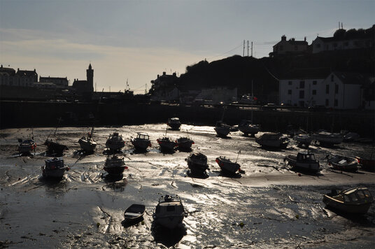 Porthleven harbour at low tide