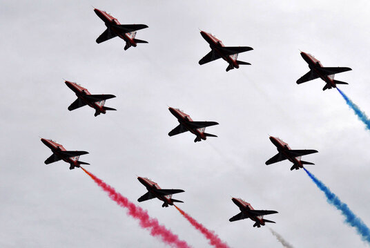 Red Arrows displaying over the harbour