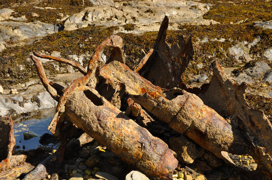 Romanie wreck at Polridmouth beach