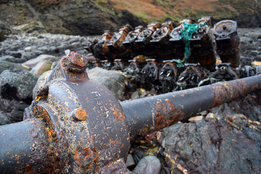 Remains of the wreck at Tremoutha Haven