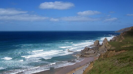 Sandymouth beach viewed from the cliffs above