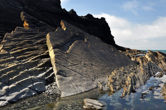 Rock formations on Scrade Beach