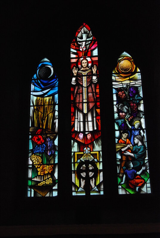 Stained glass in St Materiana Church