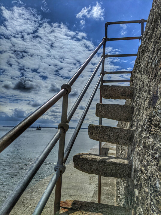 Steps on the St Mawes sea wall