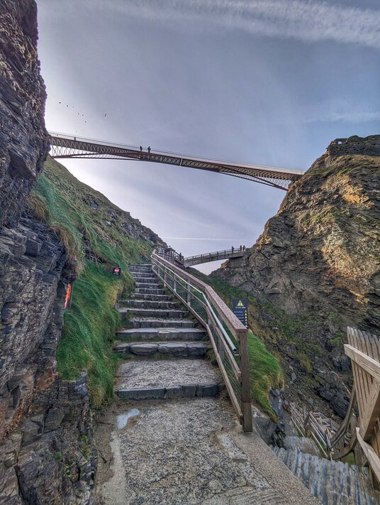 View of the Tintagel Castle bridge