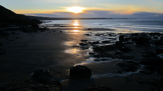 Sunset at Tregardock beach